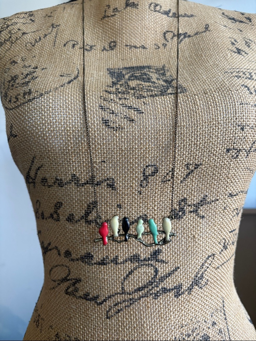 Colorful Enamel Bird Necklace